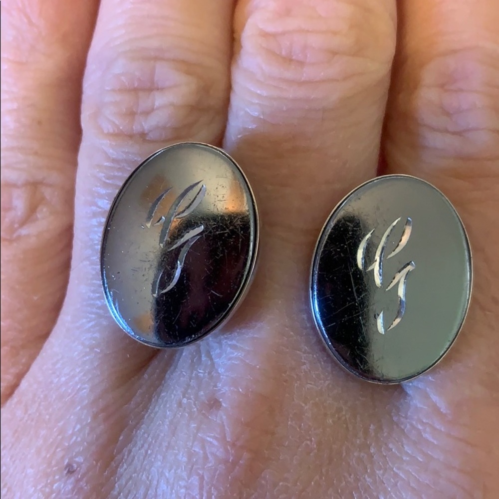 Silver Colored “G” Initialed Cuff Links - image 1
